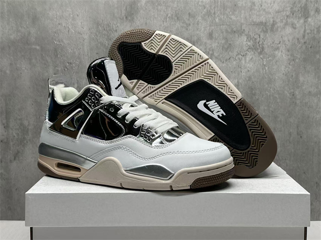 Men's Hot Sale Running weapon Air Jordan 4 White/Black Shoes 0215